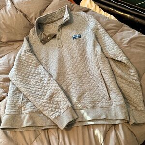 L.L. Bean Gray Quilted Men's Snap Up Sweater